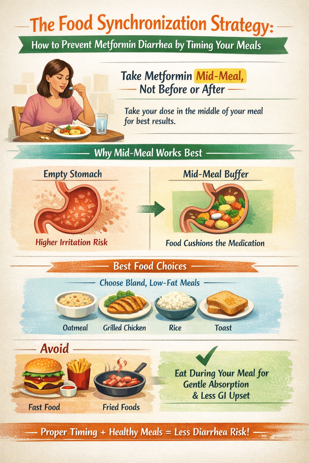 Food synchronization for metformin relief